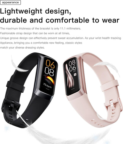 Fitness Trackers for Women Men, Oled Screen Heart Rate Sleep Monitor Step Tracker 25 Sports Modes IP68 Waterproof Smartwatch Activity Tracker, Smart Bracelet Fitness Tracker Watch with Blood Pressure
